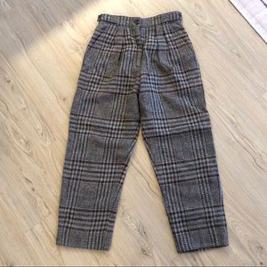 Vintage Laurel (Escada) High Waisted Plaid Wool Alpaca Trouser